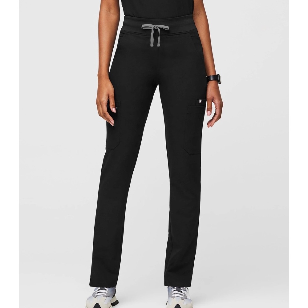 FIGS Yola High Waisted Scrub Pants Black Women's M Technical Collection Cargo